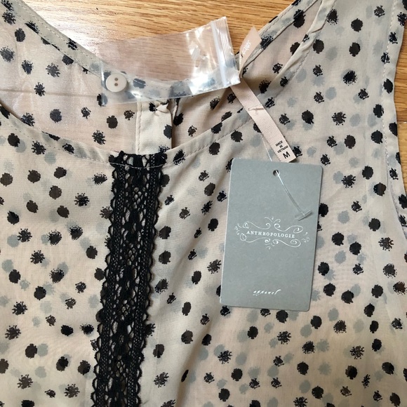 NWT Anthropologie Stitch x Stitch Neutral Polka Dot Sheer Top, Size M - Picture 4 of 9